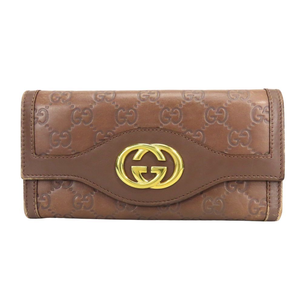Gucci Wallet Interlocking Shim Marais the Brown Gold Bifold Casual