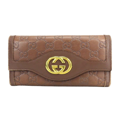 Gucci Wallet Interlocking Shim Marais the Brown Gold Bifold Casual