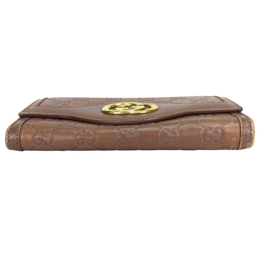 Gucci Wallet Interlocking Shim Marais the Brown Gold Bifold Casual