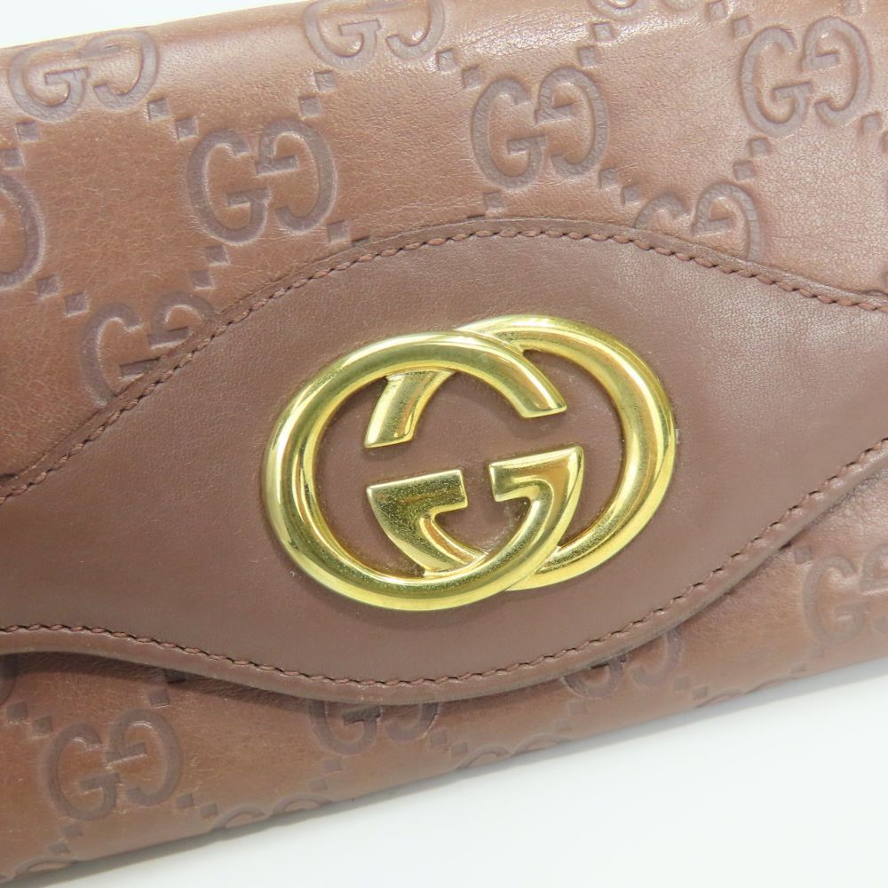 Gucci Wallet Interlocking Shim Marais the Brown Gold Bifold Casual