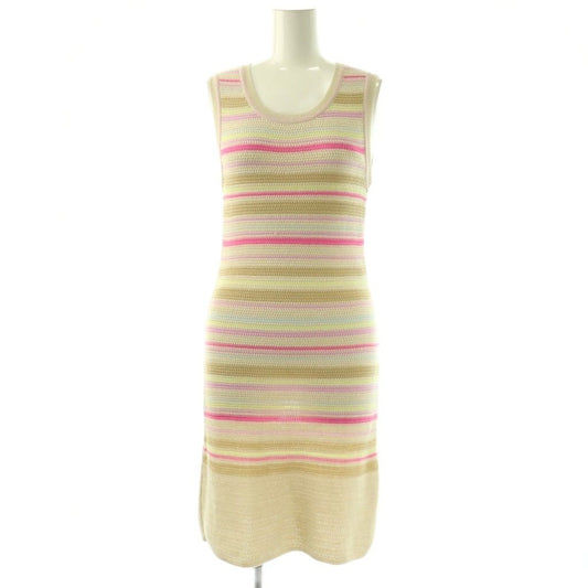 Chanel Cotton Coco Button Sleeveless Knit Dress Knee Length Border 34 Light
