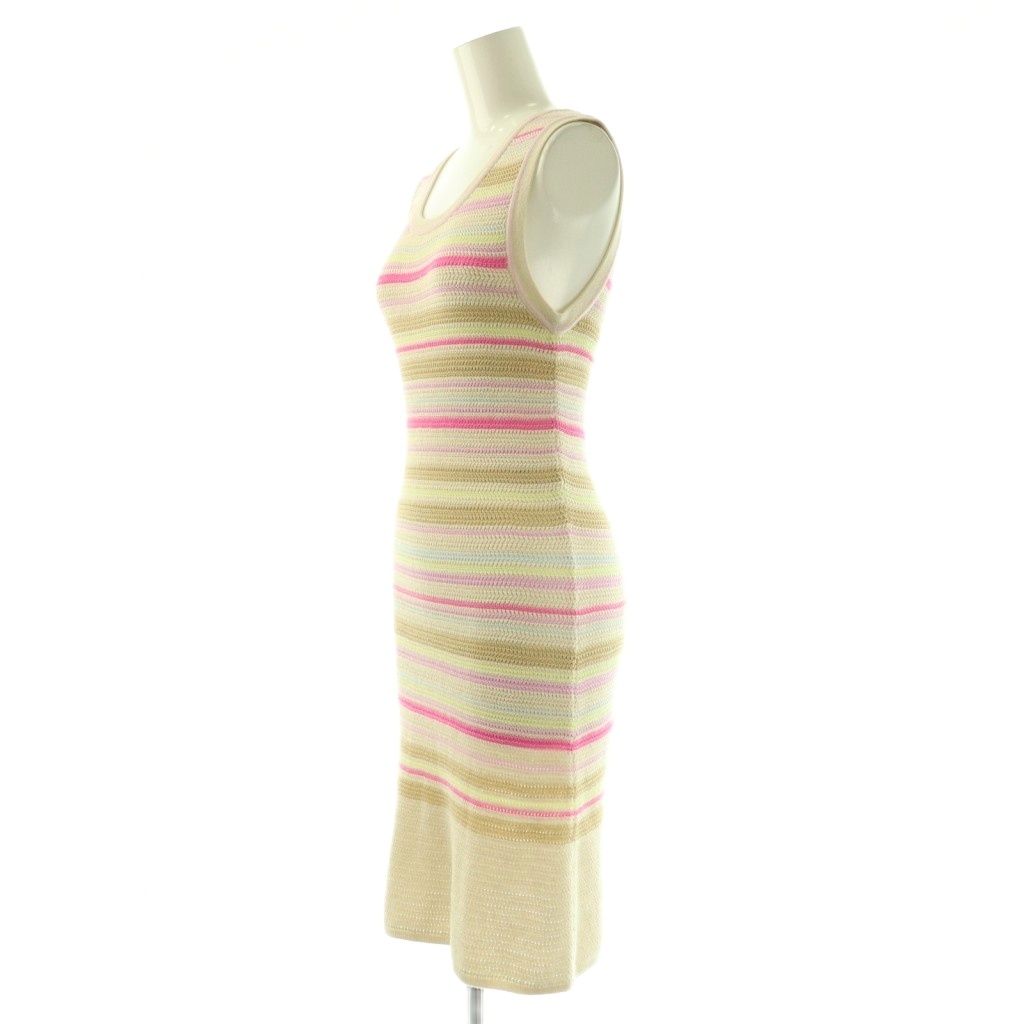 Chanel Cotton Coco Button Sleeveless Knit Dress Knee Length Border 34 Light — view 3