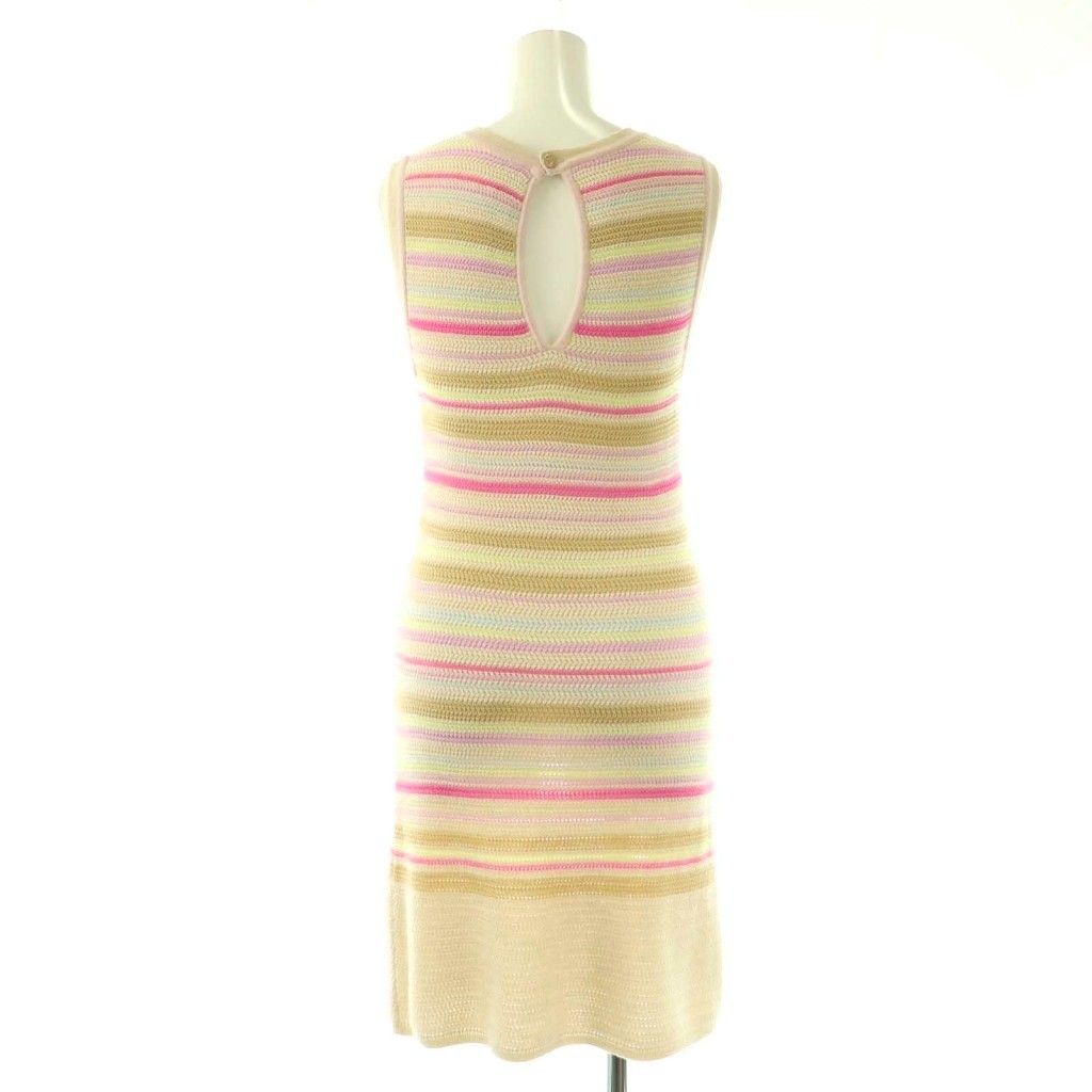 Chanel Cotton Coco Button Sleeveless Knit Dress Knee Length Border 34 Light — view 2