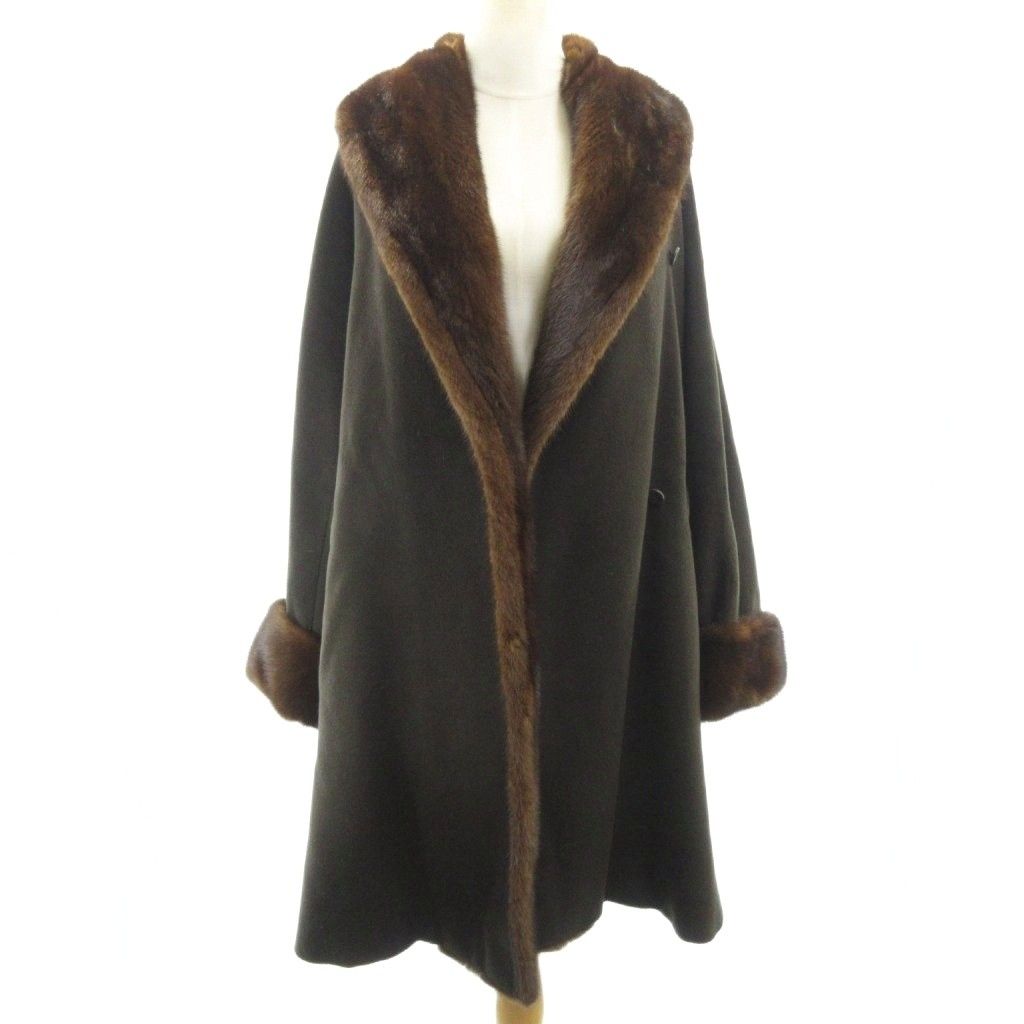 Max Mara White Tag Finest Mink Coat Maxi Length Cashmere Blend Brown 42 XL