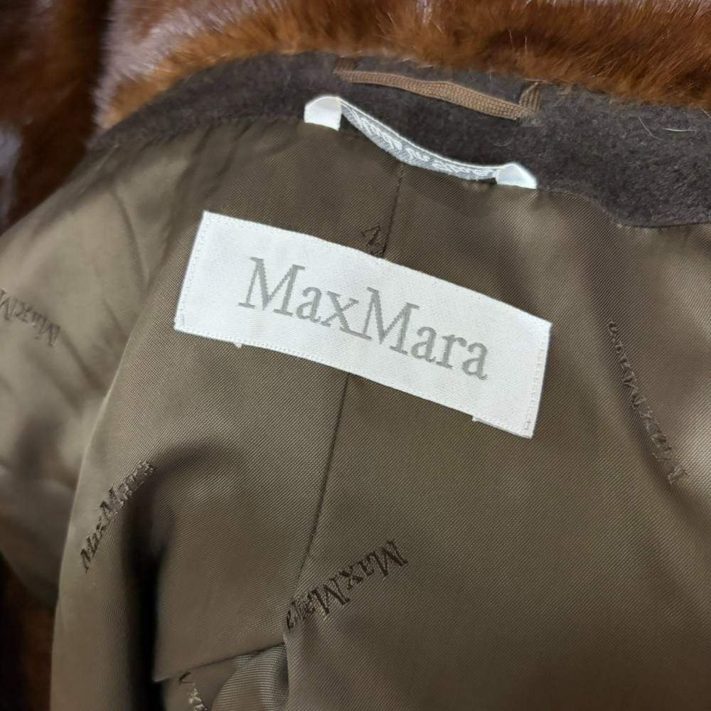 Max Mara White Tag Finest Mink Coat Maxi Length Cashmere Blend Brown 42 XL — view 4