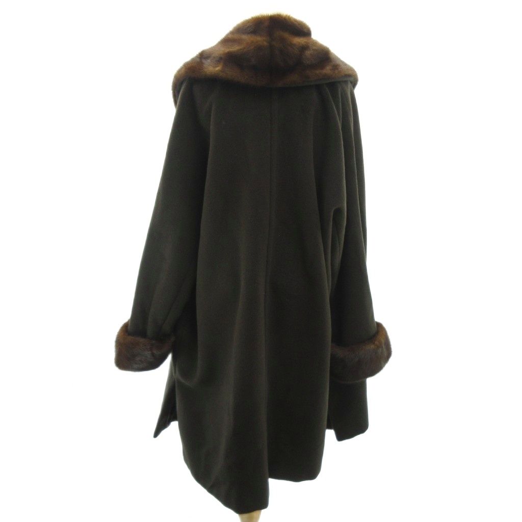Max Mara White Tag Finest Mink Coat Maxi Length Cashmere Blend Brown 42 XL — view 3
