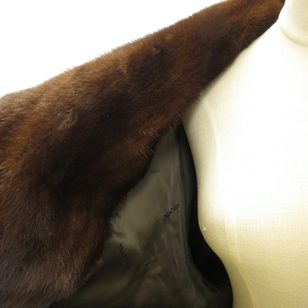 Max Mara White Tag Finest Mink Coat Maxi Length Cashmere Blend Brown 42 XL — view 5