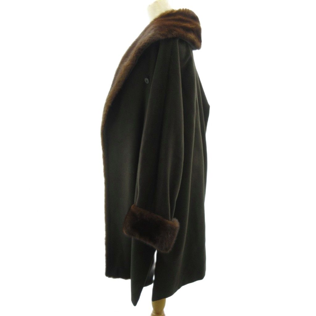 Max Mara White Tag Finest Mink Coat Maxi Length Cashmere Blend Brown 42 XL — view 2