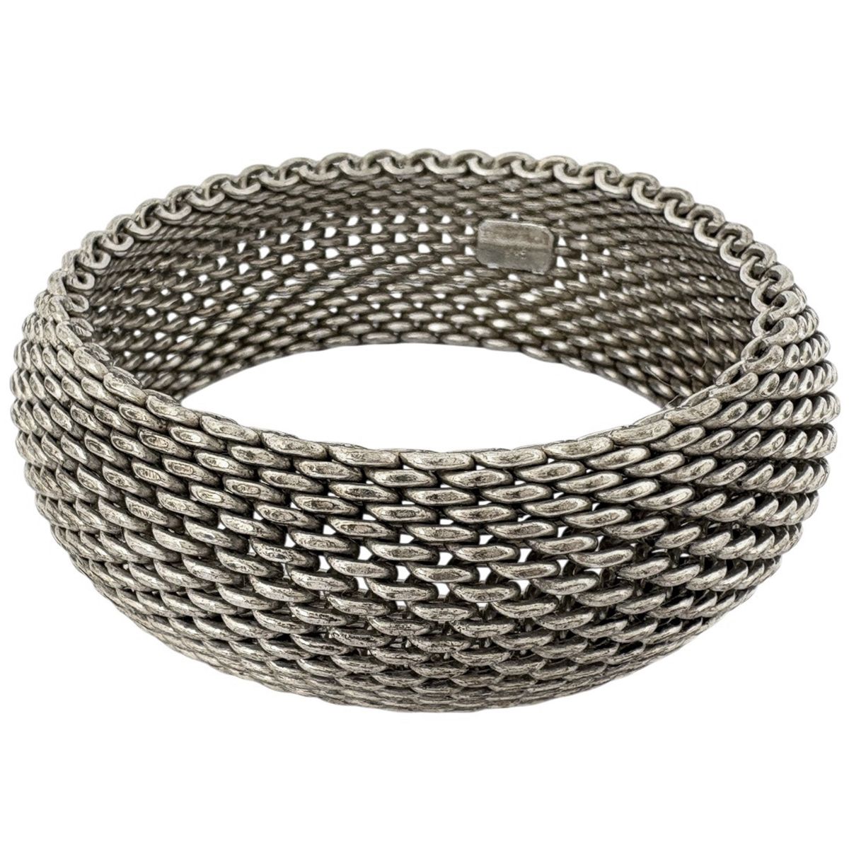 Tiffany & Co Somerset Bangle Mesh 925 Sterling Silver Bracelet