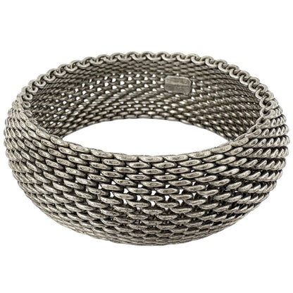Tiffany & Co Somerset Bangle Mesh 925 Sterling Silver Bracelet