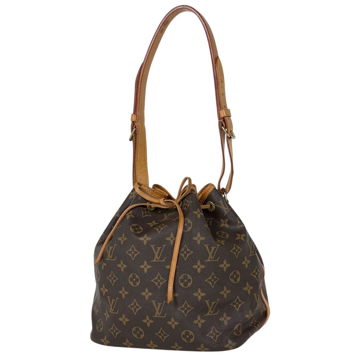 Louis Vuitton Petit Noe Shoulder Drawstring Bag Monogram Brown