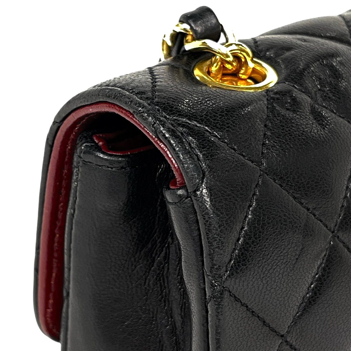 Chanel CC Logo Chain Shoulder Bag Mini Quilted Leather Black — view 9