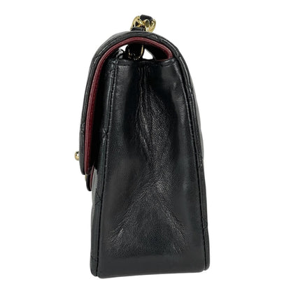 Chanel CC Logo Chain Shoulder Bag Mini Quilted Leather Black — view 2