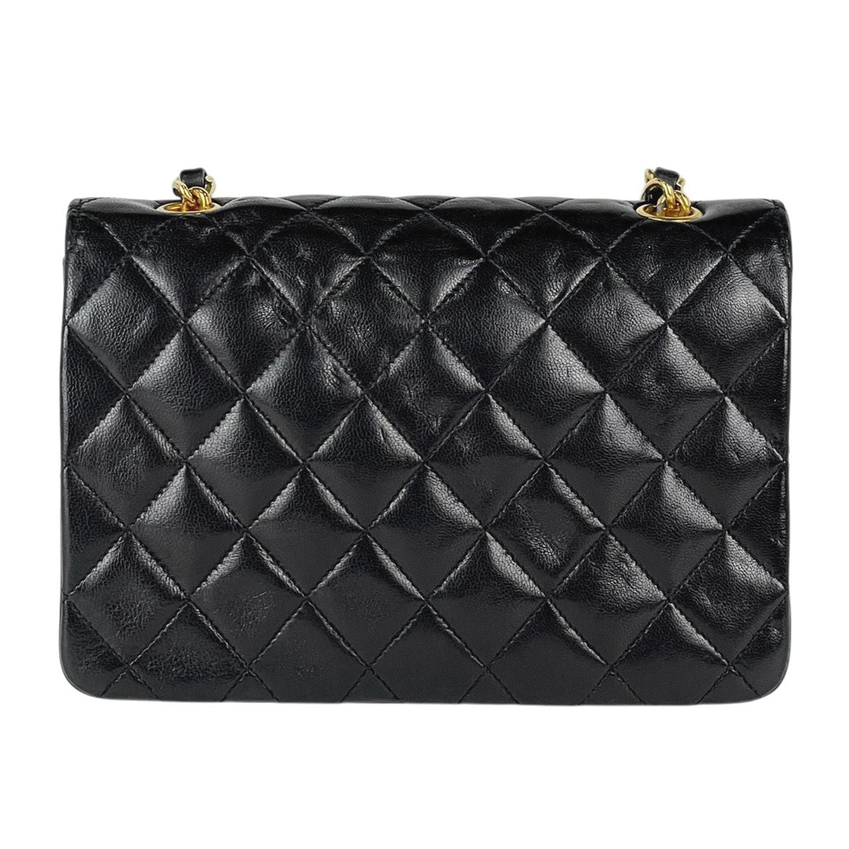 Chanel CC Logo Chain Shoulder Bag Mini Quilted Leather Black — view 3