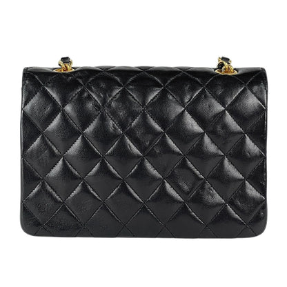 Chanel CC Logo Chain Shoulder Bag Mini Quilted Leather Black — view 3