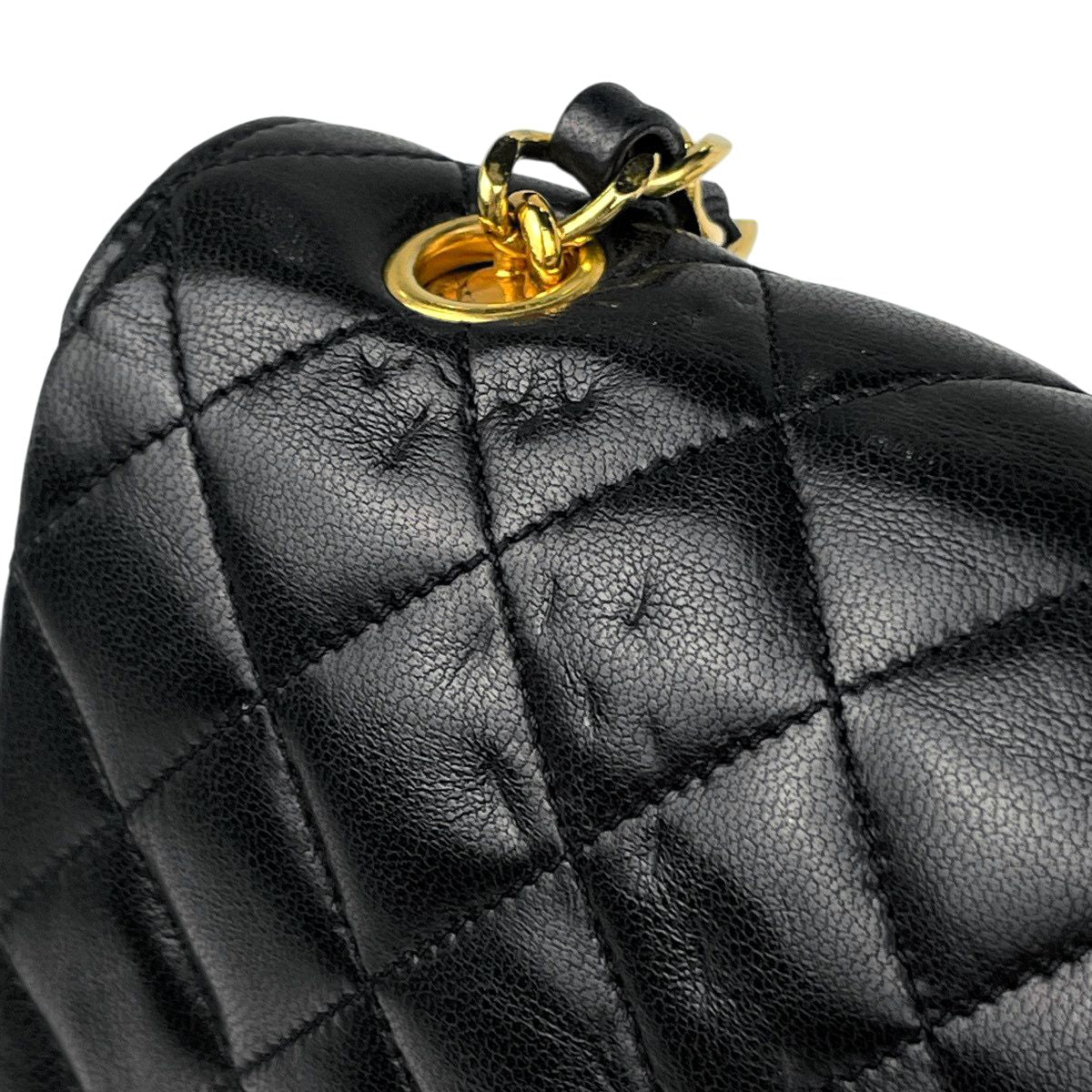 Chanel CC Logo Chain Shoulder Bag Mini Quilted Leather Black — view 8