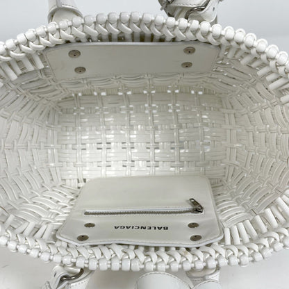 Balenciaga Bistro Basket XS 2-Way Enamel Handbag Patent Leather White — view 9