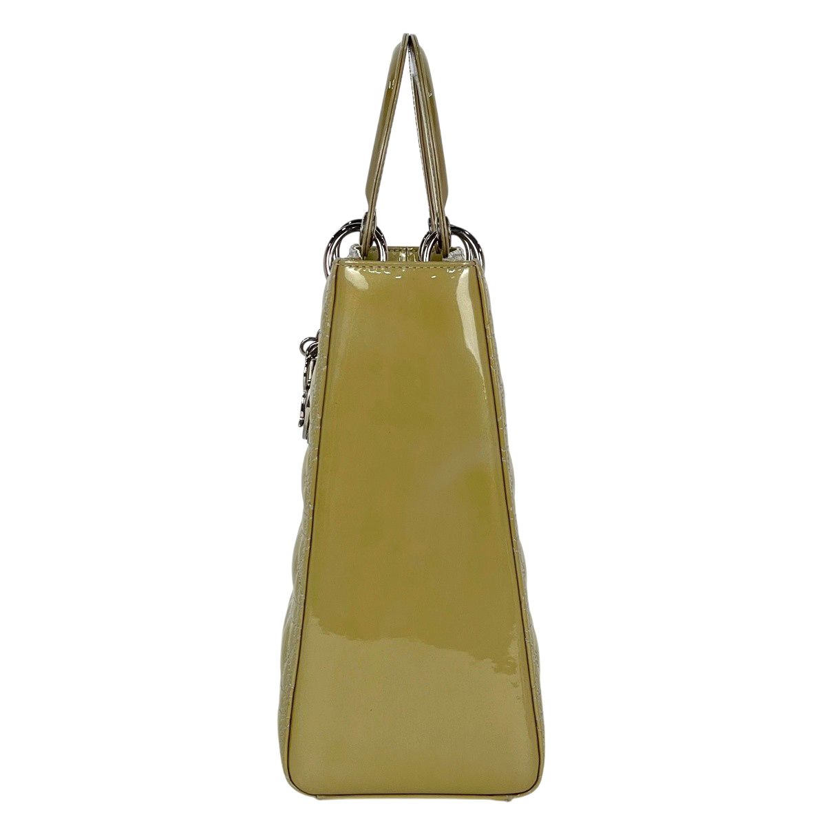Dior Lady 2-Way Enamel Cannage Handbag Patent Leather Yellow — view 2