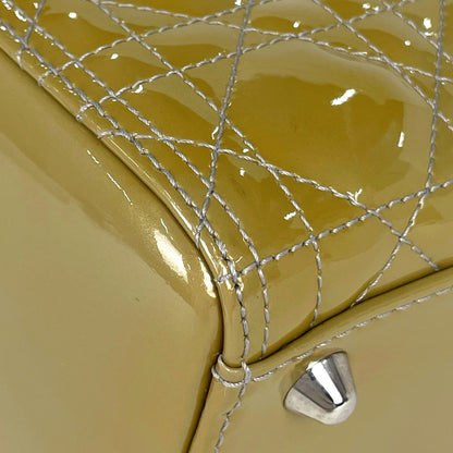 Dior Lady 2-Way Enamel Cannage Handbag Patent Leather Yellow — view 6