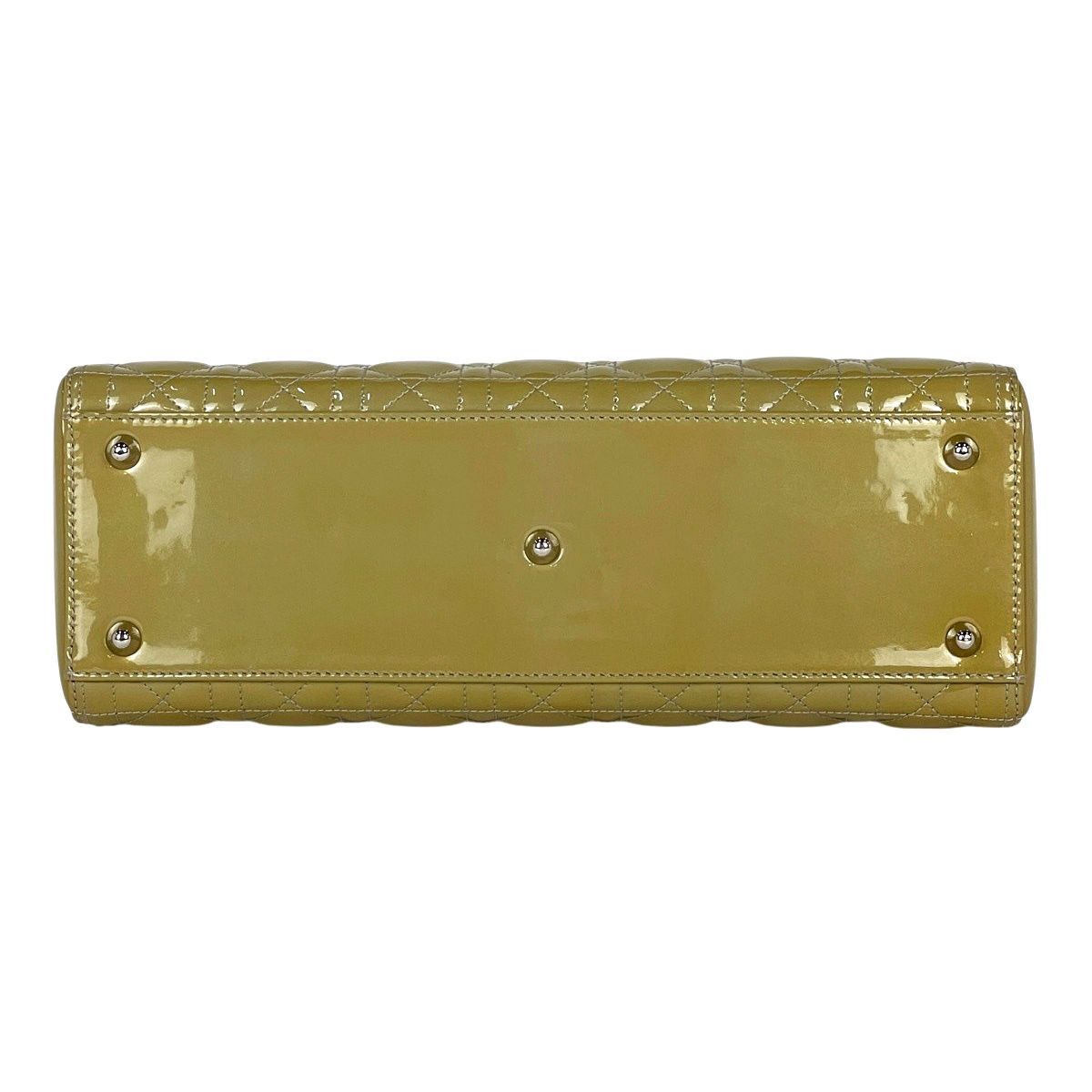 Dior Lady 2-Way Enamel Cannage Handbag Patent Leather Yellow — view 5