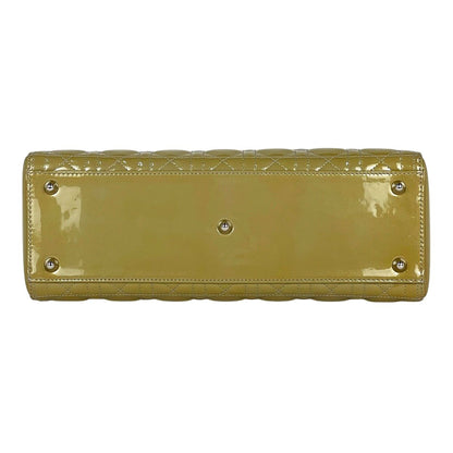 Dior Lady 2-Way Enamel Cannage Handbag Patent Leather Yellow — view 5