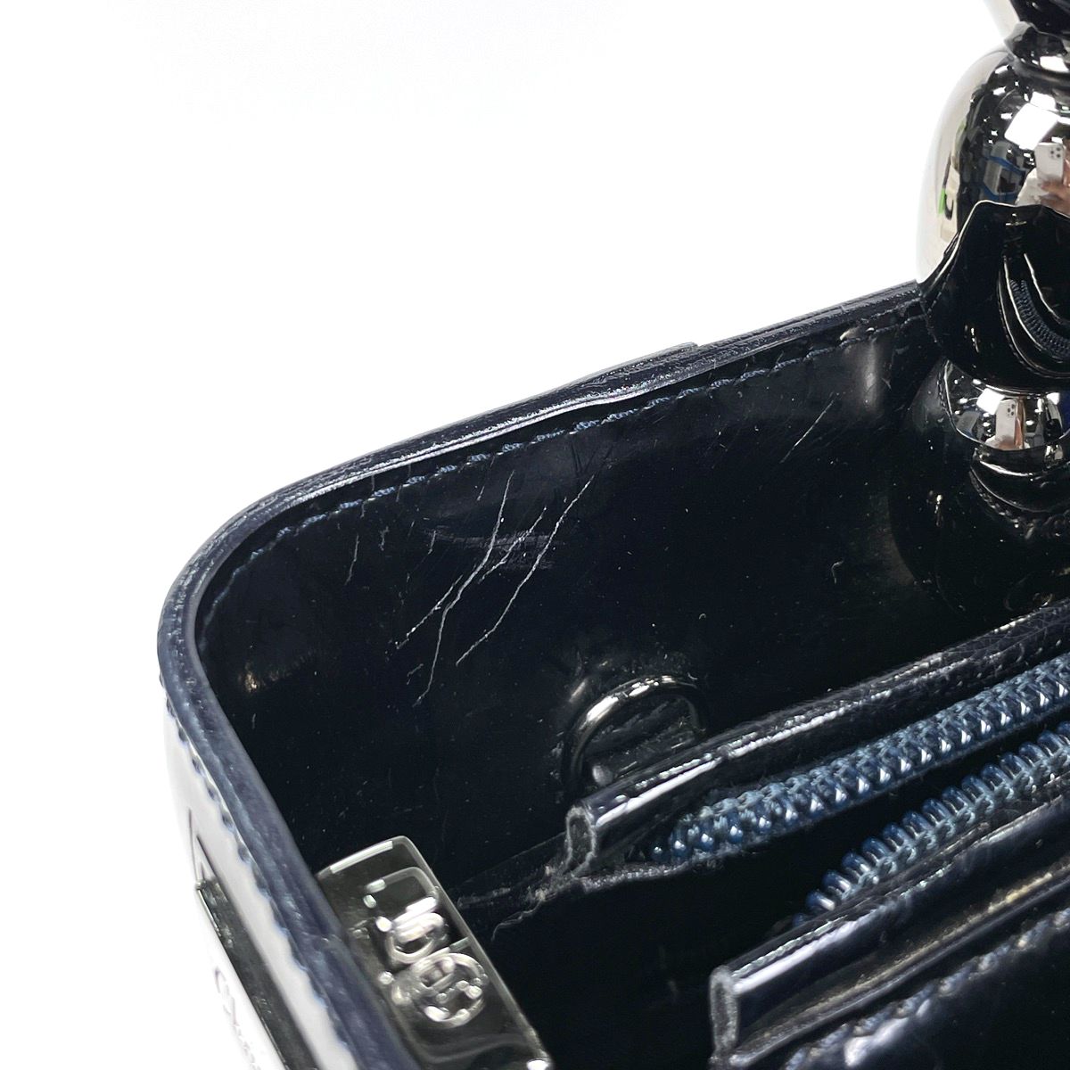 Dior Maris Pearl Handbag 2-Way Enamel Patent Leather Black — view 6