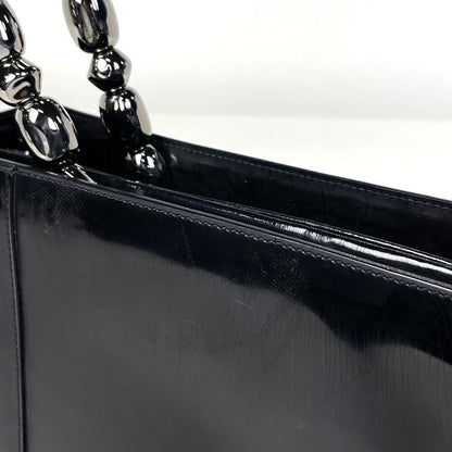 Dior Maris Pearl Handbag 2-Way Enamel Patent Leather Black — view 5