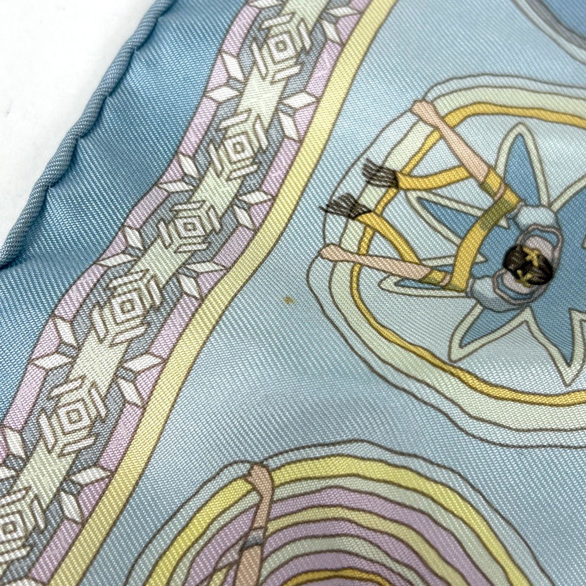 Hermes Petit Carre Belles du Mexique Mexican Dance Scarf Silk Light Blue — view 3
