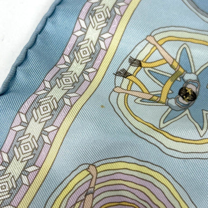 Hermes Petit Carre Belles du Mexique Mexican Dance Scarf Silk Light Blue — view 3