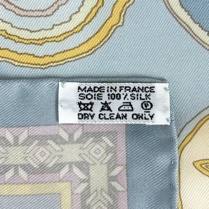 Hermes Petit Carre Belles du Mexique Mexican Dance Scarf Silk Light Blue — view 2