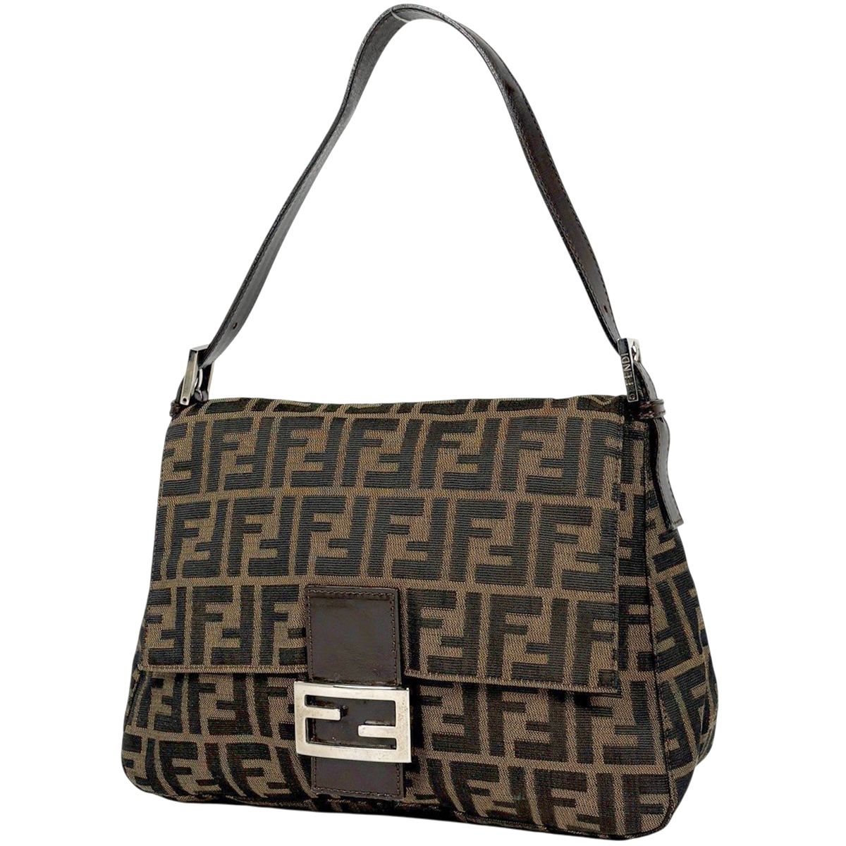 Fendi Zucca Pattern Shoulder Bag Canvas Brown