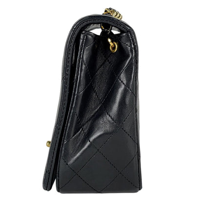 Chanel Quilted Single Flap Chain Shoulder Bag CC Logo Full Leather Black — view 2
