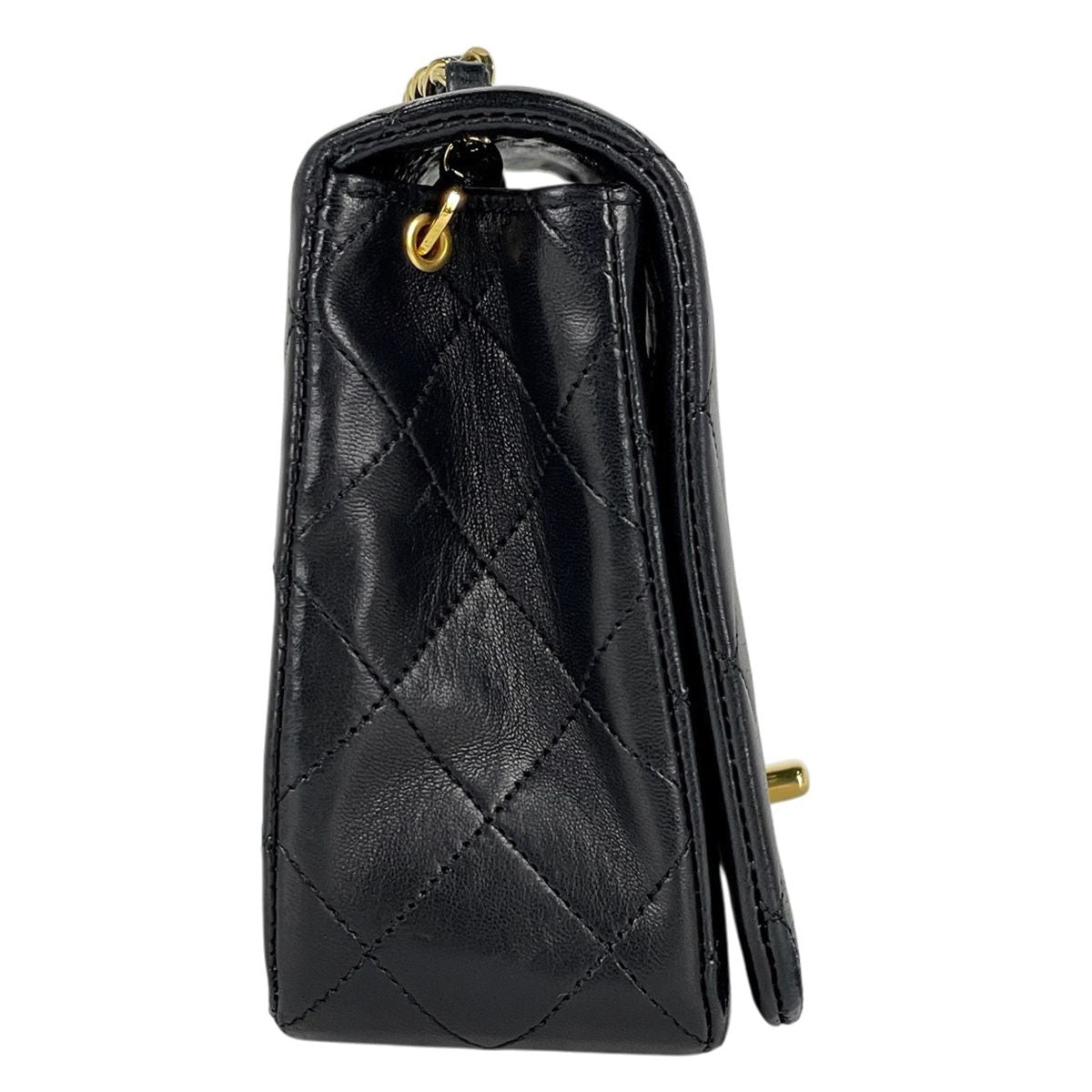 Chanel Quilted Single Flap Chain Shoulder Bag CC Logo Full Leather Black — view 4