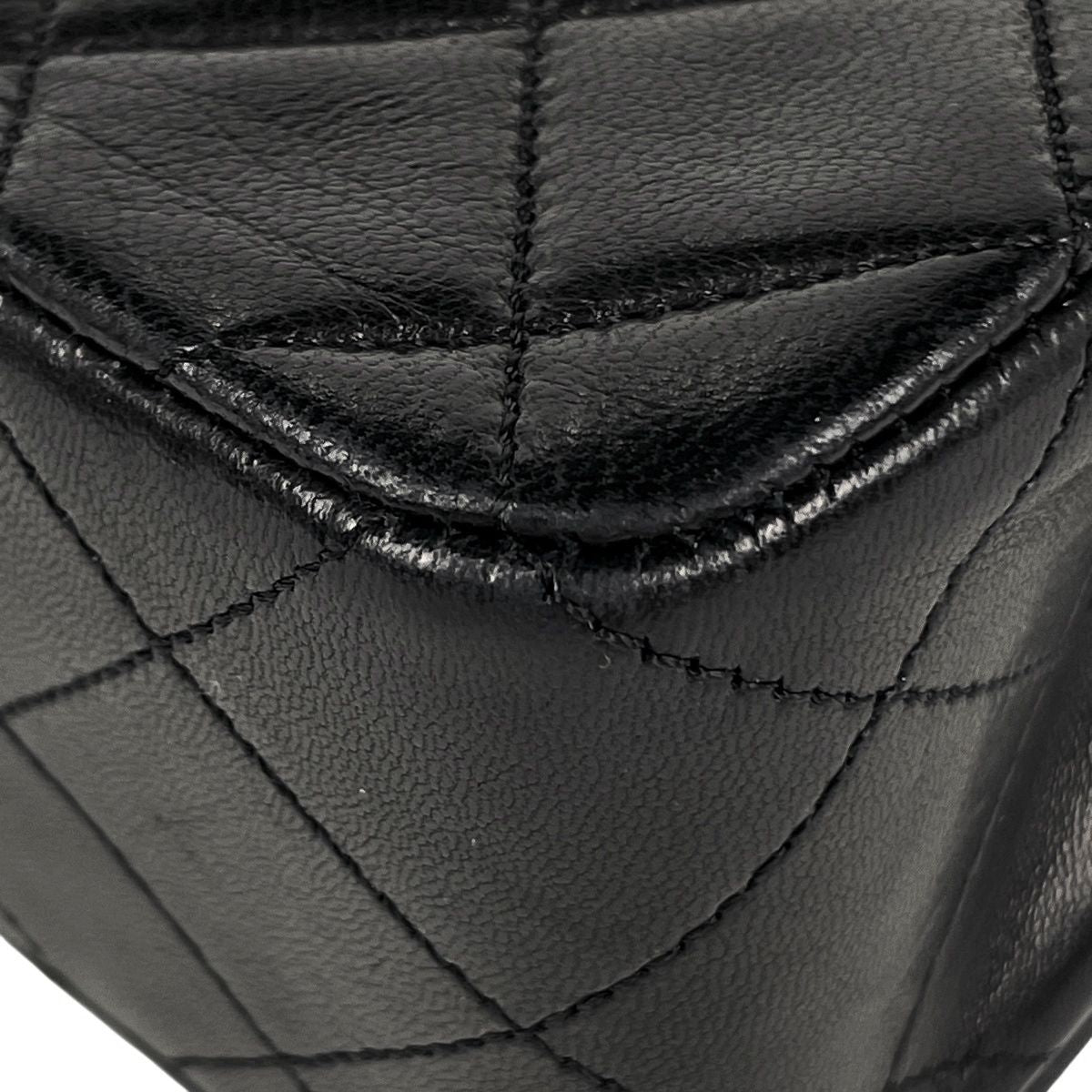 Chanel Quilted Single Flap Chain Shoulder Bag CC Logo Full Leather Black — view 6