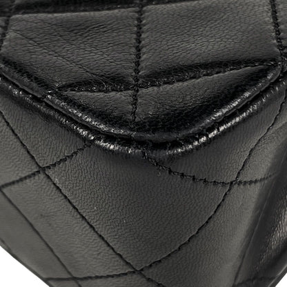 Chanel Quilted Single Flap Chain Shoulder Bag CC Logo Full Leather Black — view 6