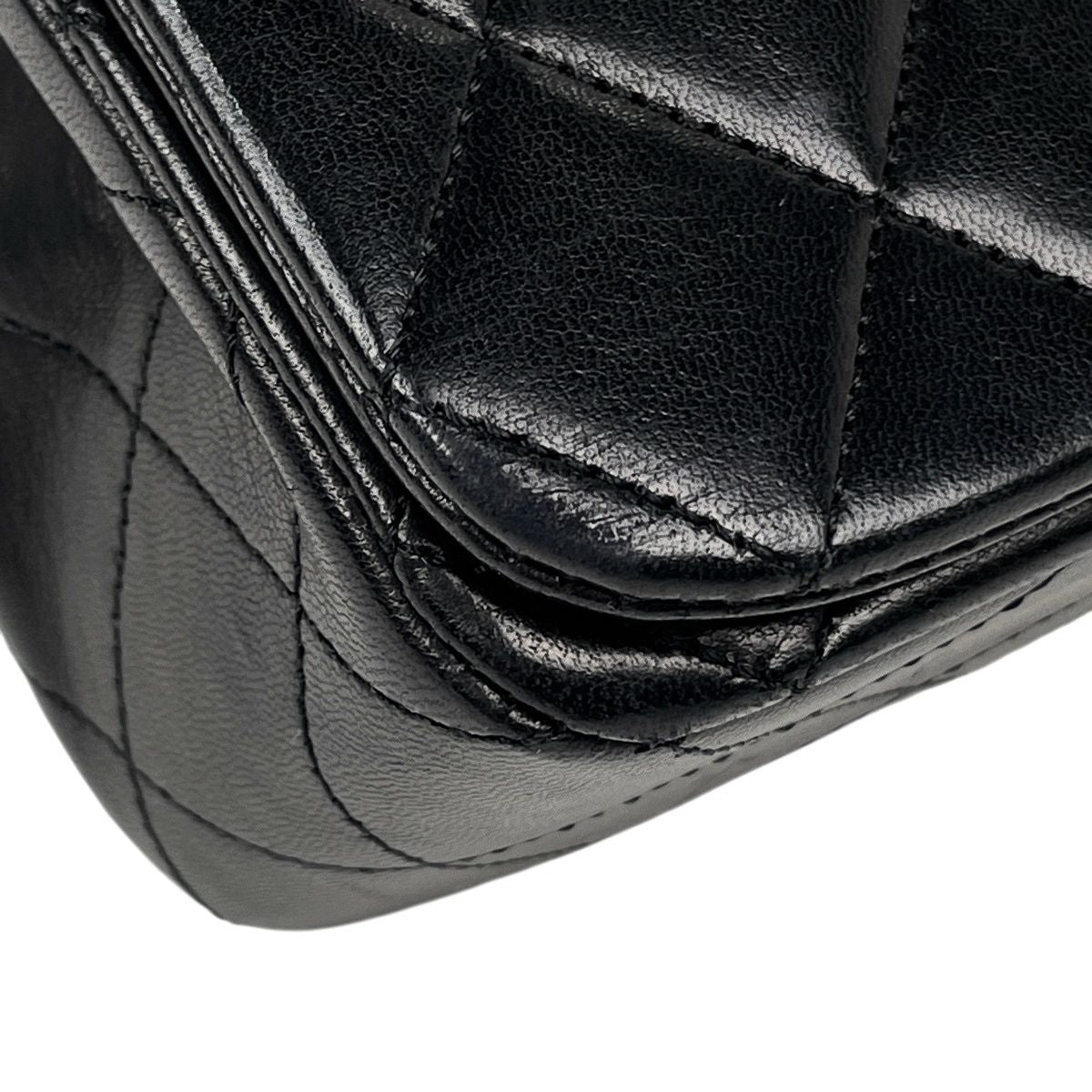 Chanel Quilted Single Flap Chain Shoulder Bag CC Logo Full Leather Black — view 7