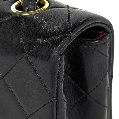 Chanel Quilted Single Flap Chain Shoulder Bag CC Logo Full Leather Black — view 8