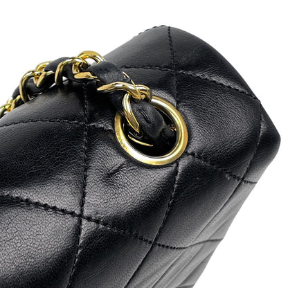 Chanel Quilted Single Flap Chain Shoulder Bag CC Logo Full Leather Black — view 9