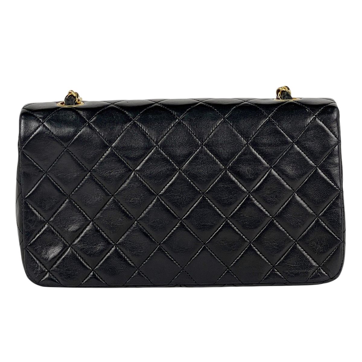 Chanel Quilted Single Flap Chain Shoulder Bag CC Logo Full Leather Black — view 3