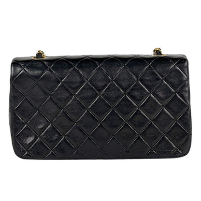 Chanel Quilted Single Flap Chain Shoulder Bag CC Logo Full Leather Black — view 3