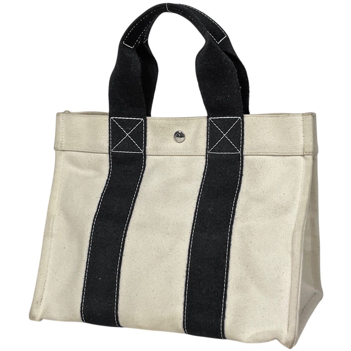 Hermes Bora PM Tote Canvas White Black