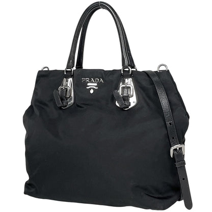 Prada Logo Handbag 2-Way Nylon Nero