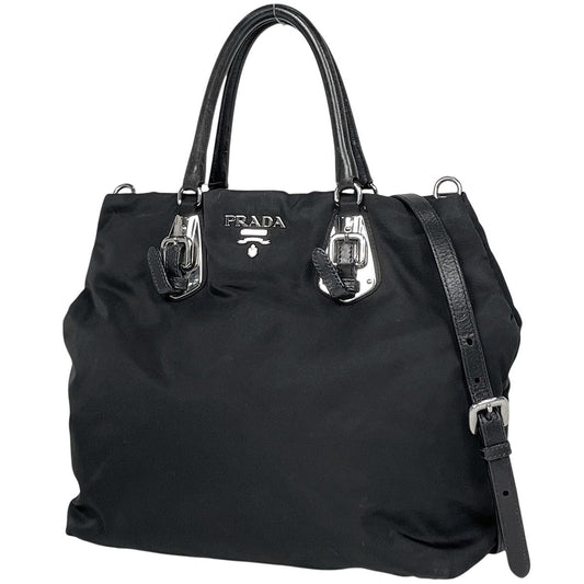 Prada Logo Handbag 2-Way Nylon Nero
