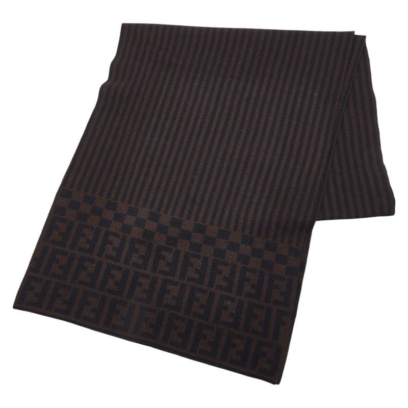 Fendi Zucca Scarf Brown Black Wool