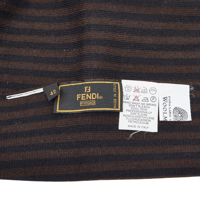 Fendi Zucca Scarf Brown Black Wool