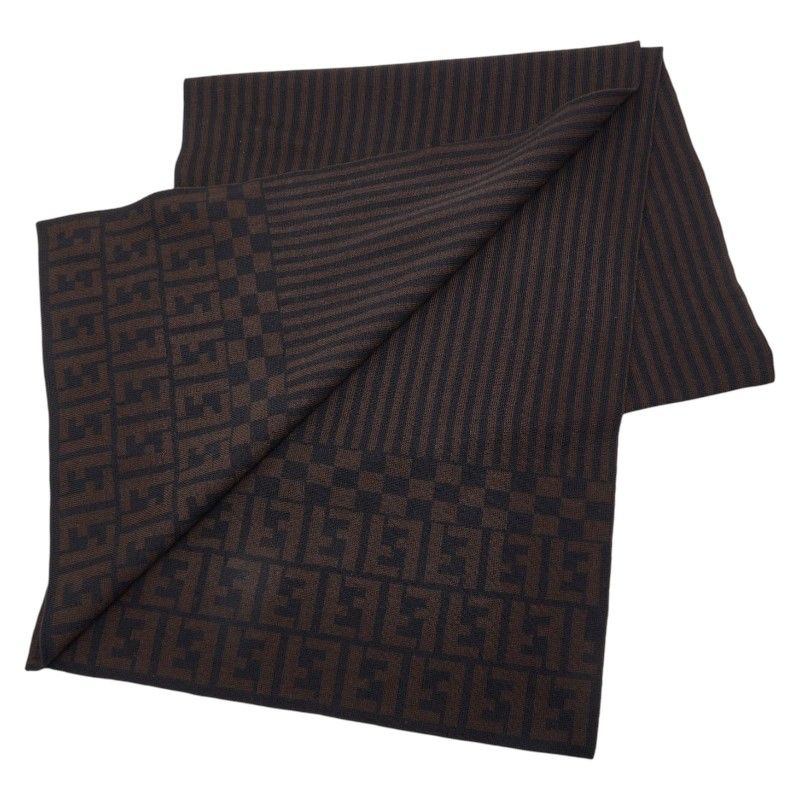 Fendi Zucca Scarf Brown Black Wool