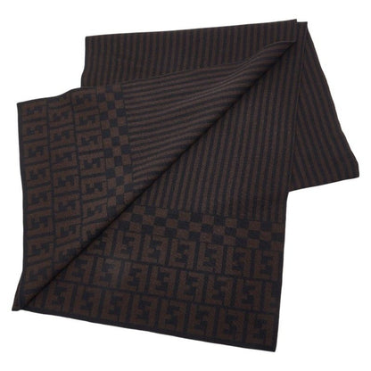 Fendi Zucca Scarf Brown Black Wool