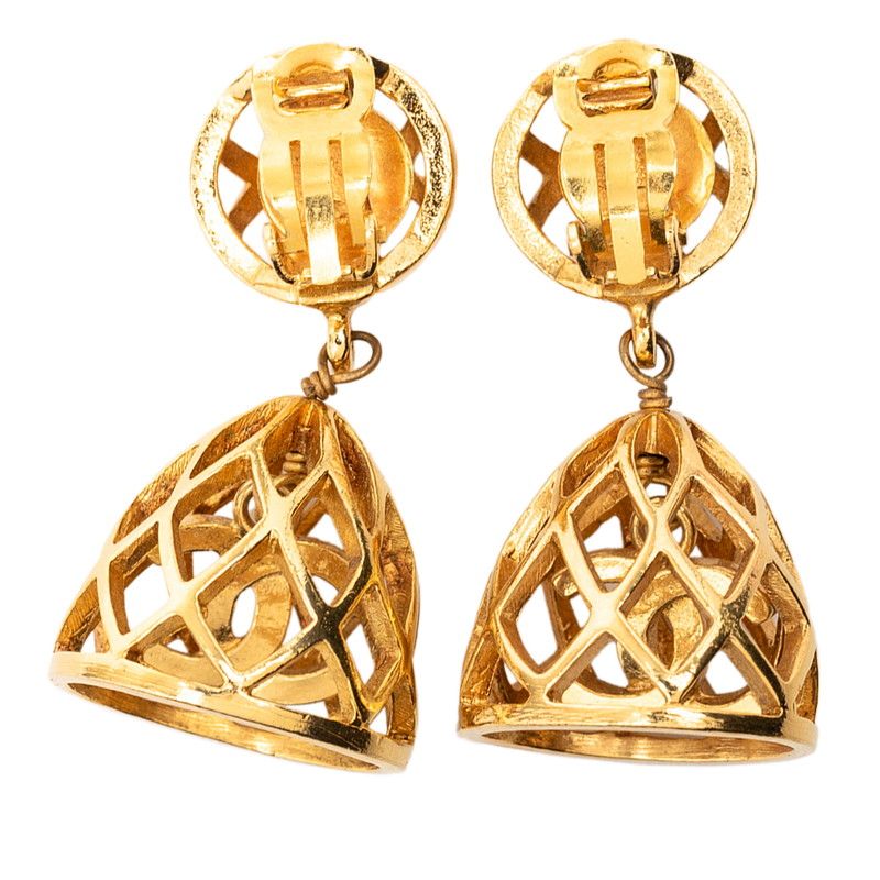 Chanel CC Logo Birdcage Earrings Gold Plated 1 — view 2