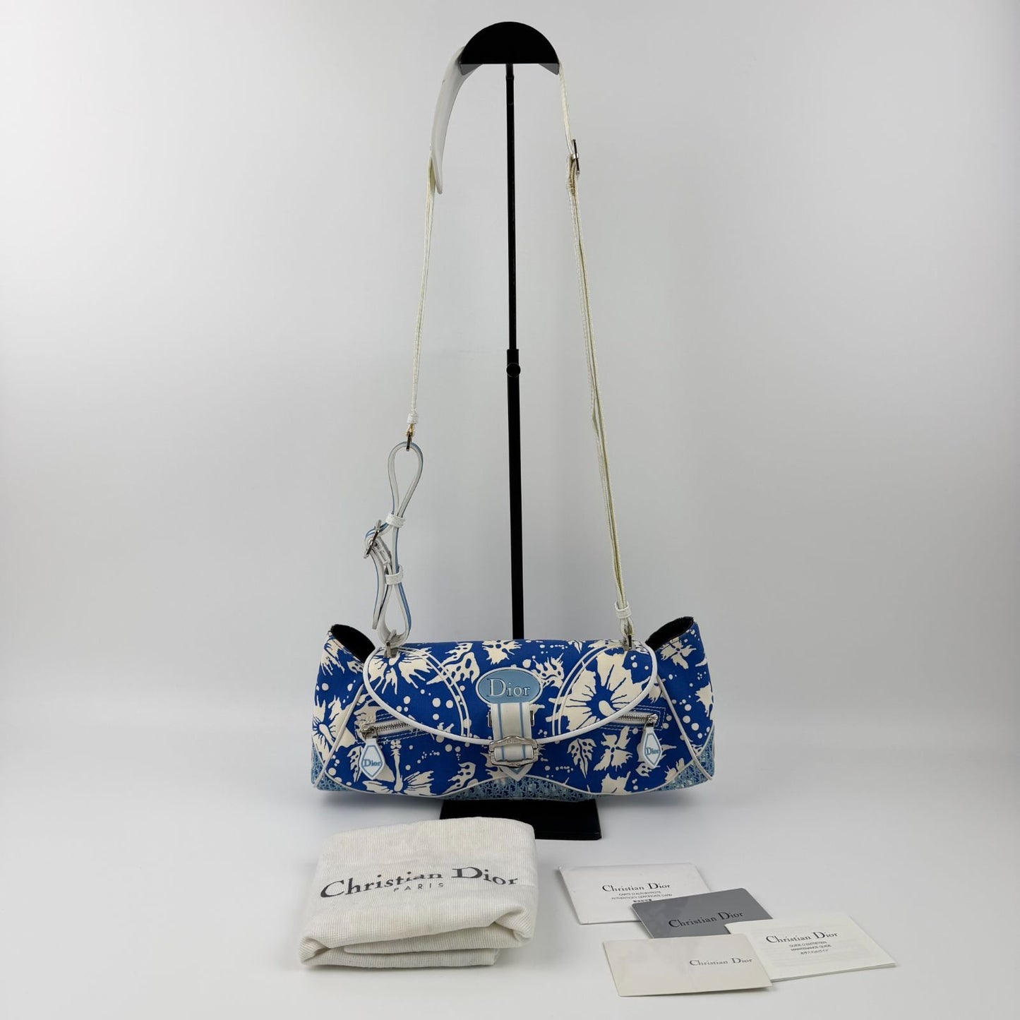 Dior Shoulder Bag Blue Canvas Vintage