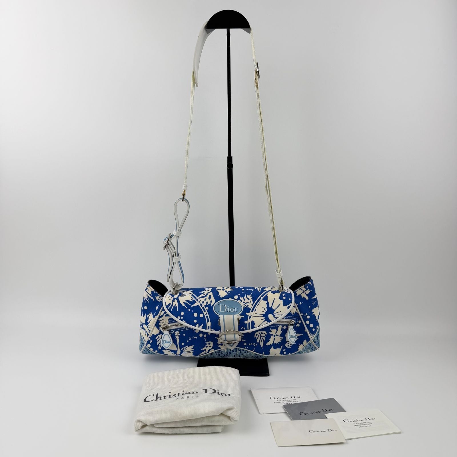Dior Shoulder Bag Blue Canvas Vintage